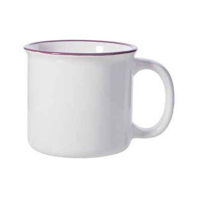 Hrnek keramický 300 ml s fialovým lemem - vzhled smalt