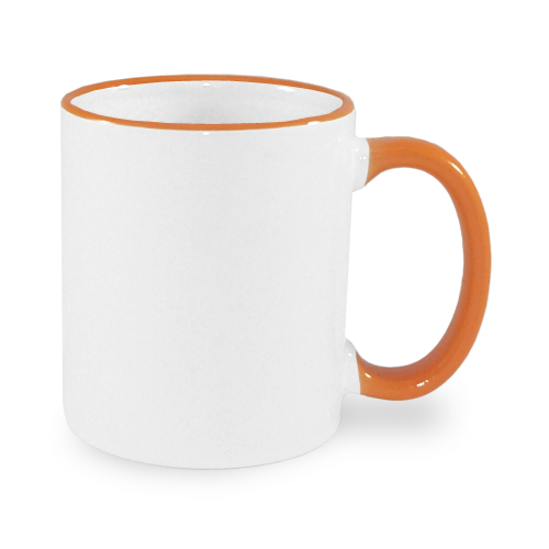 Hrnek A+ 330 ml s oranžovým lemem a uchem