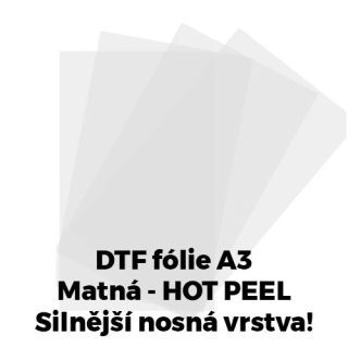 DTF film MATNÝ Premium  A3, hot peel - 100 listů - doprodej
