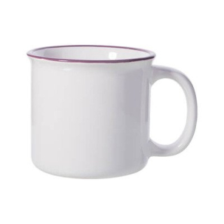 Hrnek keramický 300 ml s fialovým lemem - vzhled smalt